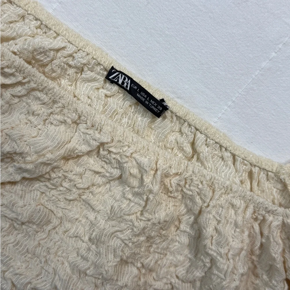 Zara Cream balloon Puff Sleeve Women's Top - Picture 2 of 2